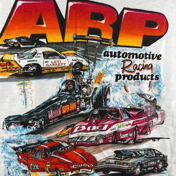 Vintage 80s ARP Racing Car T Shirt Adult M White Mens 1980’s - Picture 3 of 8
